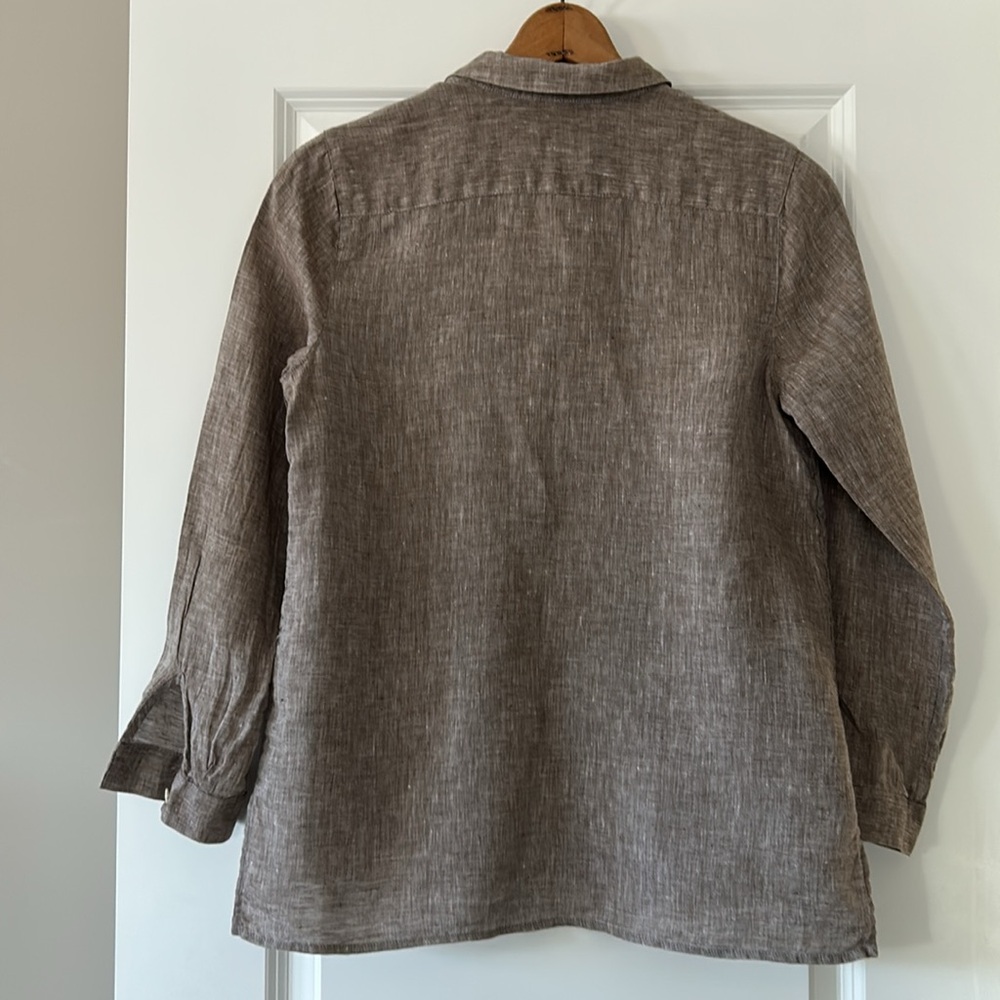 J Jill Love Linen Essential Shirt w Abalone Buttons w MEASUREMENTS! Sz Medium - Picture 8 of 14